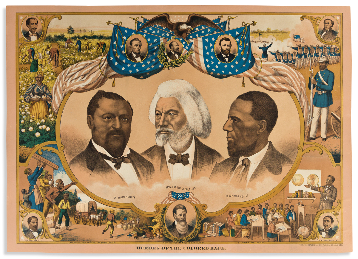 (RECONSTRUCTION.) J. Hoover, lithographer. Heroes of the Colored Race.